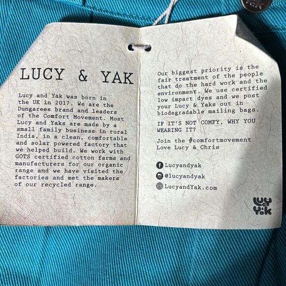 Lucy & yak women’s 26/4 Addison high waisted organic cotton twill trousers blue - Picture 4 of 6